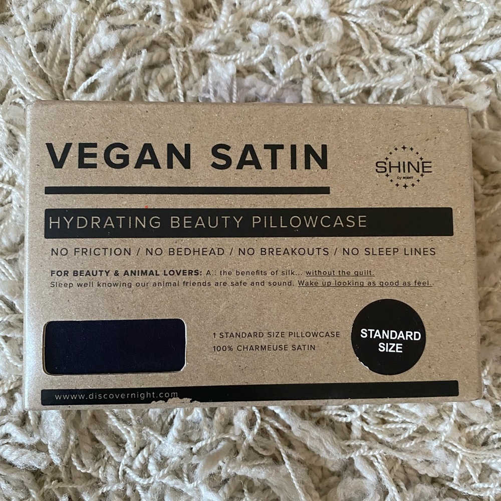 Shine by Night Vegan Satin Slate Beauty Pillowcase Standard New Boxed
